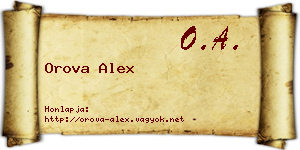 Orova Alex névjegykártya